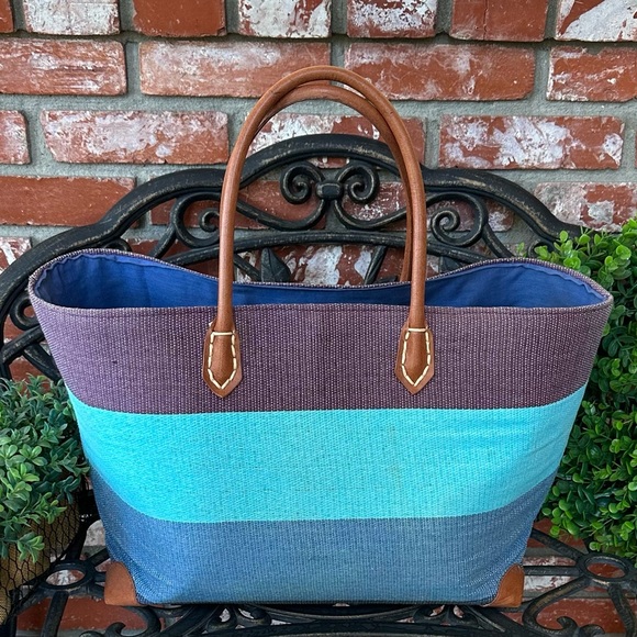 Limited Edition Multi-Colored Tote; Tweed W/Faux Lthr Handles & Bottom Corners - Picture 1 of 14